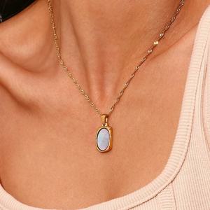 Vintage Natural Abalone <b>Shell</b> Pendant Necklace 18K Gold Plated Stainless Steel Unisex Europe & America Style Gift - Product Image 4