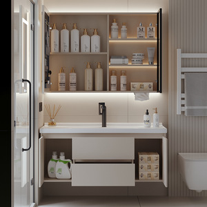 Cream Style Bathroom Vanity Set with Ceramic Integrated Basin for Bathroom Washroom Smart Mirror Cabinet - Product Image 3