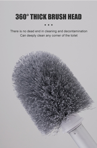 Ensemble de brosse <span class=keywords><strong>WC</strong></span> 2-en-1 murale auto-séchante à poils épais 360° avec manche allongé, pour nettoyage des interstices et des fentes, anti-chute, en PP - Product Image 4