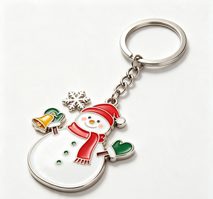 Porte-clés en métal personnalisé pour Noël, bonhomme de neige en alliage de zinc émaillé, souvenir de vacances, cadeau - Product Image 4