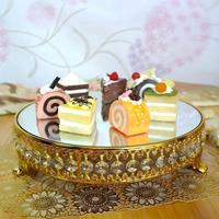 Accessoires de mariage européens, support à gâteau en fer, décorations pour la maison, ornements de dessert pour fêtes, plateau miroir en métal, style contemporain, Ramadan, Diwali