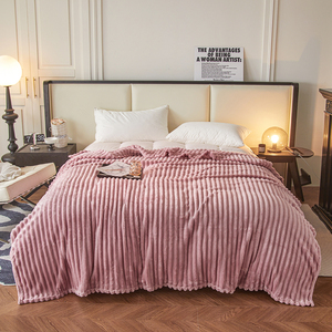 Couverture Polaire en Flanelle à Rayures de Haute Qualité 200*230, Ultra Douce <span class=keywords><strong>Couleur</strong></span> Unie, pour Maison Lit Canapé Bureau - Product Image 3