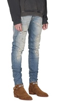 Jeans bon marché OEM pour hommes Vente en gros en vrac Jeans déchiré avec coutures patchwork Jeans pour hommes Chine