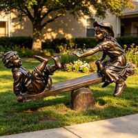 Statue de balançoire interactive pour enfants en bronze vintage personnalisable pour parc et aménagement paysager de villa, sculpture de jardin en bronze