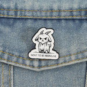Geit Om Me Voor De Gek Te Houden Emaille Pin Grappige Knorrige Geit Cartoon Metalen Broche Revers Badge Dieren Sieraden Cadeau Groothandel - Product Image 1