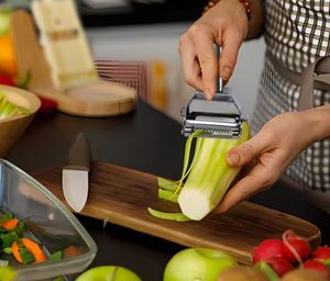 ที่ปอกมันฝรั่งผักสแตนเลสอเนกประสงค์2ชิ้น - Product Image 4