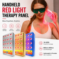 لوحة العلاج بالضوء الأحمر المحمولة الاحترافية GLPE مع 16 مصباح LED بطول موجة 660 نانومتر/850 نانومتر لتخفيف آلام اليدين والعضلات والمفاصل