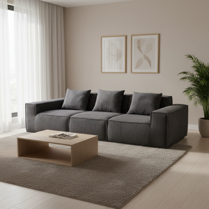 Ensemble de canapés modulaires <span class=keywords><strong>en</strong></span> tissu chenille côtelé minimaliste : <span class=keywords><strong>canapé</strong></span> compact de style vintage avec modules emballés sous vide pour les petits espaces - Product Image 2