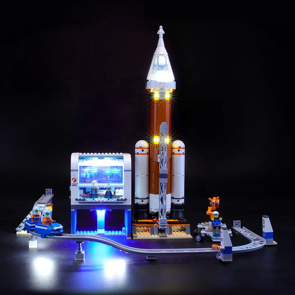 Briksmax مجموعة إضاءة LED للصواريخ الفضائية العميقة في مدينة ليغوس والتحكم في ال<span class=keywords><strong>إطلاق</strong></span> مع Legos 60228 Led-لا تشمل مجموعة Legos