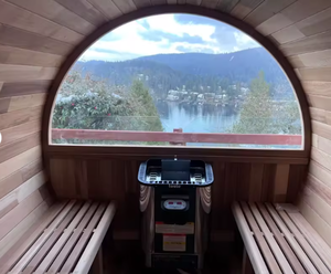 Sauna de Barril para Exteriores <span class=keywords><strong>en</strong></span> Oferta, Madera Maciza de Hemlock y Cedro, Sauna Tradicional de Vapor Húmedo, Sauna de Barril de Leña para Exteriores - Product Image 2