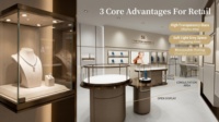 Ensemble complet de mobilier pour bijouterie, vitrine de présentation haut de gamme pour magasin de détail avec éclairage LED