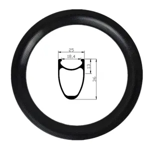 Trung Quốc Nhà Sản Xuất 18 Inch 355 Carbon Clincher Xe Đạp Rim 36 Mét Sâu 25 Mét Chiều Rộng Vành Xe Đạp