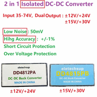 Convertisseur abaisseur de tension DC-DC doublement isolé DD4812PA DD4815PB 36/48/64/72V vers 12/24V pour vélos électriques, batteries au plomb, voitures, LED et audio B430