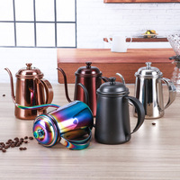 Bouilloire à bec long pour café filtre, design de bec de précision, 650 ml, en acier inoxydable 304 épaissi, pour infusion de café et thé