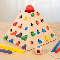 Jeu de tri de formes en bois en forme de pyramide avec dés et bâtonnets, jouet éducatif Montessori pour tout-petits, jeu de motricité fine