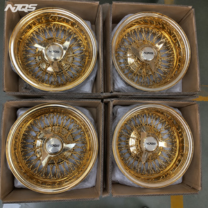 NJQS Drahtfelgen 14x7 72 Gerade Dreifach Gold/Chrom Dayton Felge 13x7 - Product Image 2