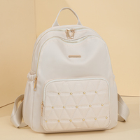 Sac à dos décontracté pour femmes en nylon léger imperméable avec fermeture éclair, design tendance pour un usage quotidien