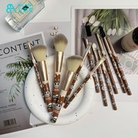 Marchés chinois outils de maquillage en ligne filles coffret cadeau 12 pièces dessin animé personnages d'anime Labubu maquillage pinceaux ensemble avec boîte