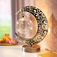 Ornement en métal, lampe lunaire, lampe islamique du Ramadan, décoration de fête musulmane, lampe de table, décoration de jardin