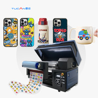 Printer UV DTF 4060 Terbaru Desktop A2 untuk Mencetak Topi Renang, Printer Inkjet Pena 2 in 1 Mesin Cetak Stiker UV DTF