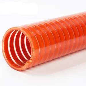 3 4 zoll 50 mm verstärkter orange gelb flexibler vakuum-pvc-helix-draht gewellter spiralstahl saug- und entladungsrohr rohr