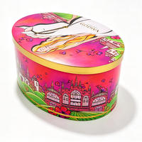 Boîte ovale en fer blanc personnalisable avec logo, réutilisable pour bonbons, biscuits, bijoux, montres, cadeaux, artisanat, autocollants