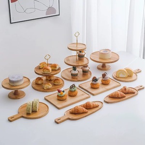 Wooden Dessert Display Stand Cake Pastry Plates Serving <b>Tray</b> For <b>Tea</b> Parties And Breaks - Product Image 1
