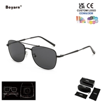 Lunettes de soleil carrées vintage Boyarn pour femme, design pilote, monture métallique, verres miroir couleur océan, teintes rétro noires
