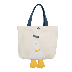 Sac fourre-tout en toile avec motif de canard mignon, série de sacs à déjeuner et de sacs de courses avec fermeture magnétique pour femmes et filles - Product Image 2