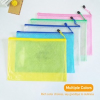 Sacs de rangement en maille PVC avec fermeture éclair, aspect transparent, impression personnalisée pour documents A4, trousse à crayons et emballage de dossiers de bureau