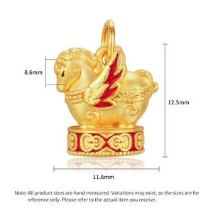 2025 nouveau Design 1.2g mignon mode 24K or massif pendentifs à breloque Micro-dur or bon augure cheval pendentif pour anniversaire - Product Image 5