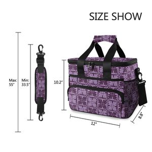 Sac isotherme de pique-nique en nylon violet hawaïen Ulu, grand format, étanche, avec poignée, imprimé personnalisé - Product Image 4
