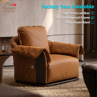Fauteuil d'appoint incurvé moderne de luxe pour salon, fauteuil de salon pour hall d'hôtel, club, villa, fauteuil d'appoint en cuir moderne, ensemble de 2 en bois