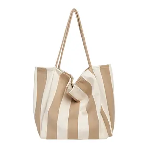 Summer Stripe Pool Bag Oversized Beach Bag Vintage Canvas Messenger Bags For Women DOM JA-458