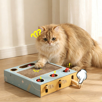 Boîte à gratter multifonctionnelle pour chat, jouet interactif Whack-A-Mole pour chat avec griffoir en carton ondulé et boule à clochette