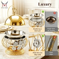 Ensemble de chauffe-plats décoratifs pour buffet, en acier inoxydable, avec couvercle isolant suspendu, pour mariage et banquet