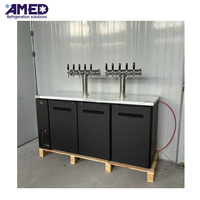 Peralatan Pendingin Komersial AMED, Mesin Dispenser Menara Bir Kegerator dengan 3 Pintu Kapasitas 12 Keg untuk Bar
