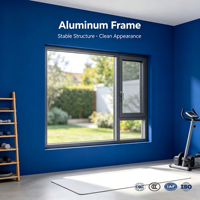 Ventana Abatible de Aluminio Resistente al Agua y al Viento, Insonorizada, de Alta Eficiencia, con Doble Acristalamiento Aislante, Diseño Moderno