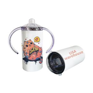 Gobelet isotherme blanc vierge en acier inoxydable anti-déversement pour sublimation, avec paille DIY, pour enfants et bébés, 12 oz - Product Image 3