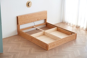 F8013 Простая Современная двухспальная кровать из массива дуба, дизайн мебели с коробкой, двуспальная и двуспальная кровать для хранения - Product Image 3