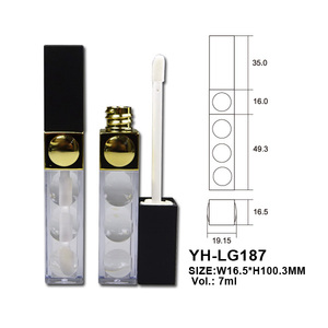 Tube de gloss à lèvres vide de 7 ml, luxe unique noir et or, logo personnalisé, conteneur transparent pour gloss cosmétique avec applicateur - Product Image 2
