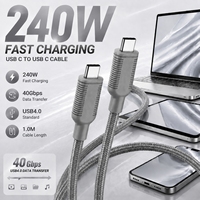 Câble de charge rapide Type-C vers Type-C 240W 1M 40 Gbps Haute vitesse de transfert de données Câble de charge USB-C tressé en nylon