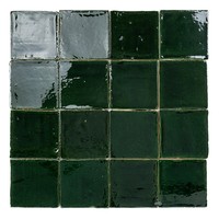 Mosaico de Azulejos de Cerámica Verde Brillante Moderno Antideslizante de 10x10cm para Paredes y Pisos Interiores de Baños