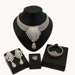 5A Grade Zircon High Quality Jewelry Set Gold Plated Hand Inlaid Jewelry Wedding Festival Party Ladies Clothing Accessories Gift