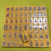 Jeu de Mahjong Américain Vintage Jaune Marbré à Bords Lisses pour 4 Joueurs – Idéal pour Fêtes à Domicile, Clubs, Tournois et Cadeau de Collection