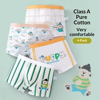 Boxers pour garçons en pur coton de classe 5A, motifs rayés/à carreaux/dinosaures, avec étiquette au col, sans pression sur les fesses