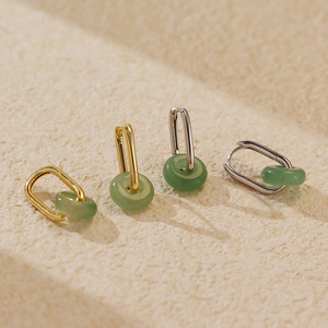 Elegant Natural <strong>Jade</strong> Ring Drop Huggie <strong>Earrings</strong> 925 Sterling Silver Fine Jewelry <strong>Earrings</strong> Women - Product Image 3