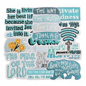 Parche Bordado Termoadhesivo con Diseño de Mondrian <span class=keywords><strong>Verde</strong></span>, Frases en Inglés, Palabras, Wifi, Opciones de Joyería, Oso, para Decoración de Ropa y Bolsos - Product Image 1