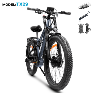 จักรยานเสือภูเขาไฟฟ้า TX29 ขนาด 27.5 นิ้ว 48V 2000W มอเตอร์คู่ ยางใหญ่ มอเตอร์ฮับหลังแบบไร้แปรงถ่าน แบตเตอรี่ลิเธียม 19.2AH รุ่นสำหรับผู้ใหญ่ - Product Image 4