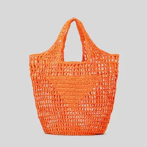 Ladies Fashion Woven Hollow Raffia Straw Bags Tote Summer Beach Purses For Women